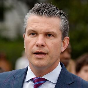 U.S. Secretary of Defense Pete Hegseth speaks to reporters during the White House Easter Egg Roll on the South Lawn of the White House on April 21, 2025 in Washington, DC.