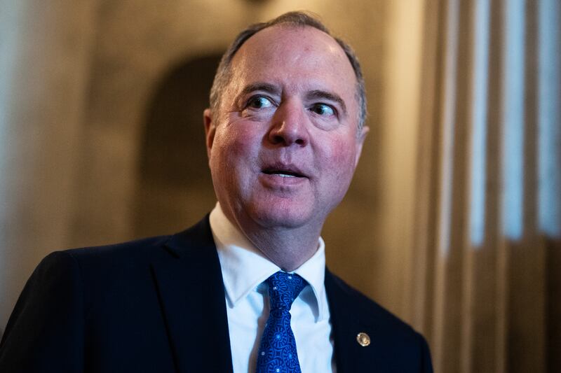 Sen. Adam Schiff, D-Calif., is seen after the senate luncheons in the U.S. Capitol