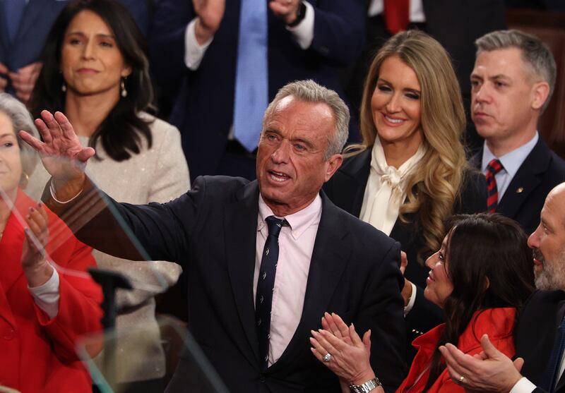 U.S. Secretary of Health and Human Services Robert F. Kennedy Jr. is acknowledged as U.S. President Donald Trump address a joint session of Congress at the U.S. Capitol on March 04, 2025 in Washington, DC.