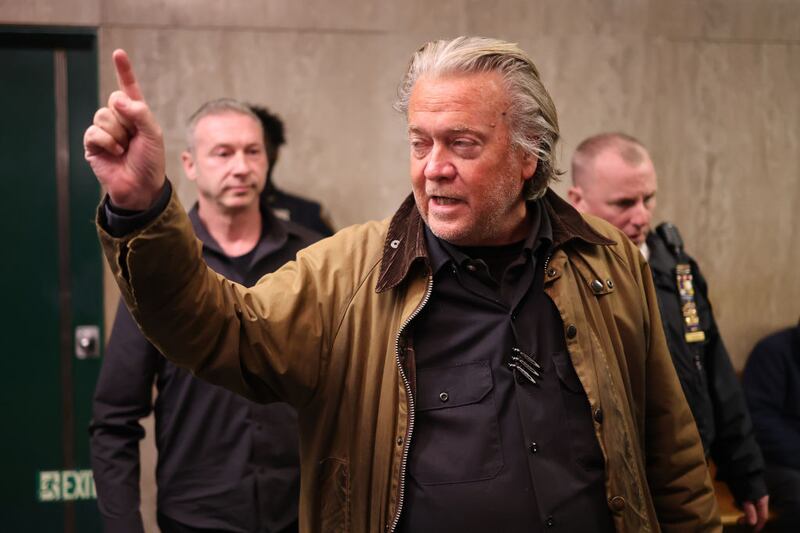Steve Bannon, former advisor to President-elect Donald Trump, arrives for a court hearing at Manhattan Criminal Court on November 12, 2024 in New York City.