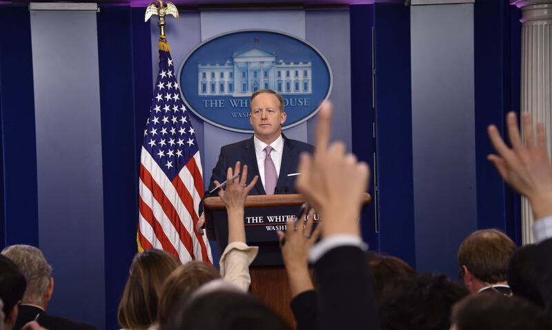 Former White House Press Secretary Sean Spicer holds a daily press briefing.