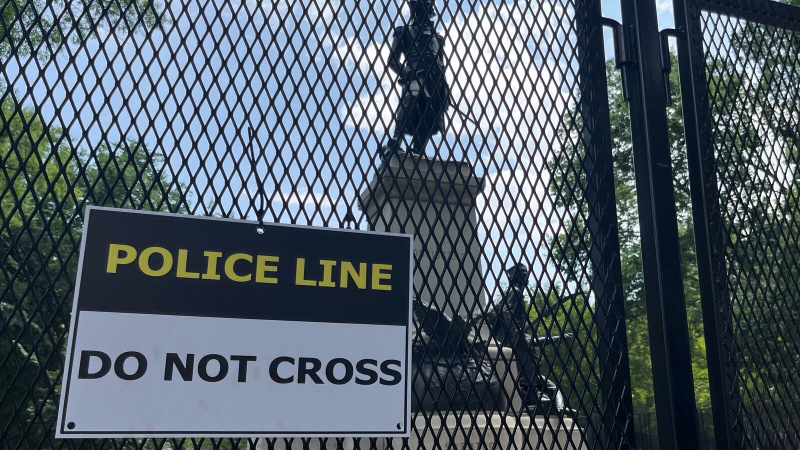 Fencing being put up in Lafayette Square outside the White House on June 9 ahead of the military parade on Saturday.