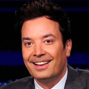 Host Jimmy Fallon arrives at his desk on Monday, October 2, 2023.