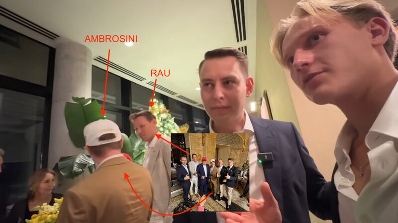 Fabrice Ambrosini and Phillipp-Anders Rau are seen talking in the background of a video taken at Mar-a-Lago.