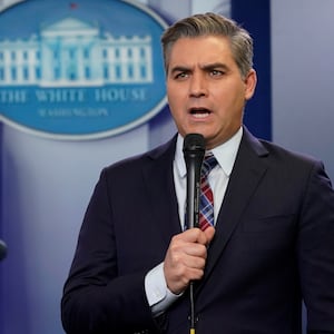 CNN correspondent Jim Acosta at work following a press briefing at the White House in Washington, U.S., November 27, 2018.