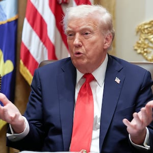 Nobel Committee Chair Jørgen Watne Frydnes and Donald Trump.