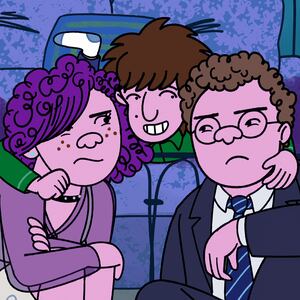 Abbi Jacobson as Shira Schwooper, Ben Feldman as Avi Schwooper and Max Greenfield as Yoshi Schwooper in Long Story Short.