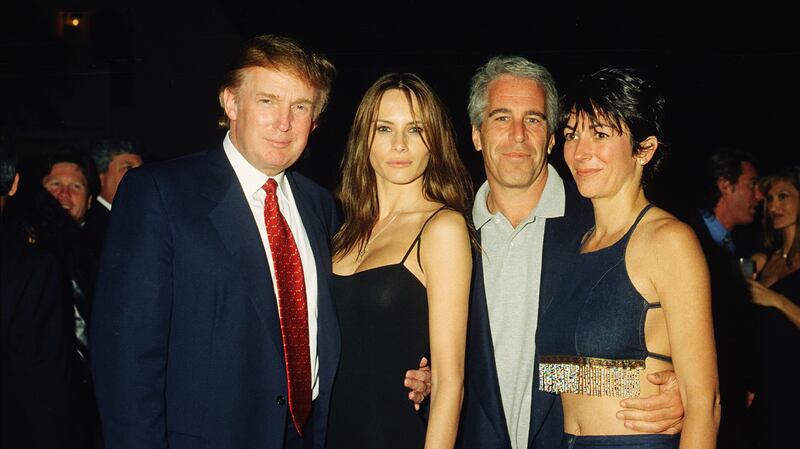 Donald Trump, his future wife Melania Knauss, Jeffrey Epstein and Ghislaine Maxwell at the Mar-a-Lago club in February 2000.