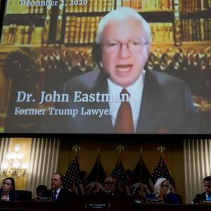 John Eastman, former attorney for former U.S. President Donald Trump, is seen speaking in a video.