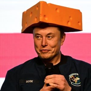 U.S. President Donald Trump's adviser Elon Musk wears a cheese hat as he holds a rally in support of a conservative state Supreme Court candidate of an April 1 election in Green Bay, Wisconsin, U.S. March 30, 2025.  REUTERS/Vincent Alban     TPX IMAGES OF THE DAY