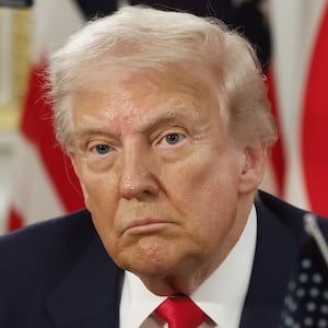 TOKYO, JAPAN OCTOBER 28: (----EDITORIAL USE ONLY - MANDATORY CREDIT - 'BLOOMBERG / KIYOSHI OTA / POOL' - NO MARKETING NO ADVERTISING CAMPAIGNS - DISTRIBUTED AS A SERVICE TO CLIENTS----) US President Donald Trump and Japan's Prime Minister Sanae Takaichi (not seen) during a signing ceremony at Akasaka Palace state guest house in Tokyo, Japan, on October 28, 2025. (Photo by Kiyoshi Ota / POOL/Anadolu via Getty Images)