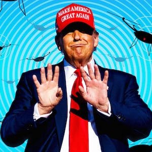 Donald Trump and a sky full of drones.