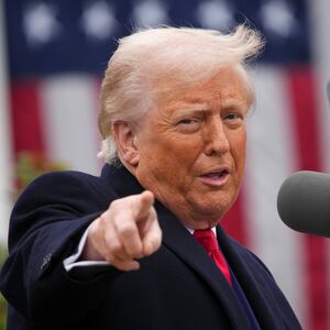 WASHINGTON, DC - APRIL 02: U.S. President Donald Trump gestures while speaking during a “Make America Wealthy Again” trade announcement event in the Rose Garden at the White House on April 2, 2025 in Washington, DC. Touting the event as “Liberation Day”, Trump is expected to announce additional tariffs targeting goods imported to the U.S. (Photo by Andrew Harnik/Getty Images)