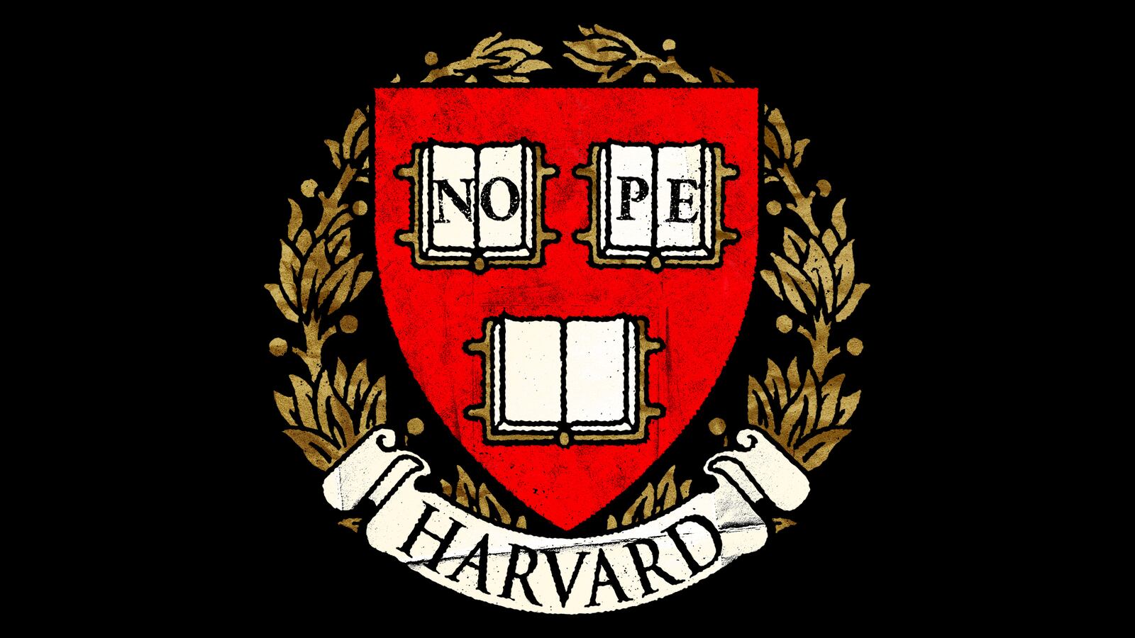 The Harvard crest with "Nope" replacing the Latin motto "veritas"