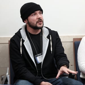 Tim Pool asks a question during a press briefing at the White House Tuesday.