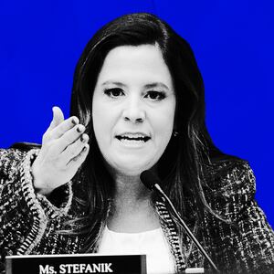A photo illustration of Rep. Elise Stefanik.
