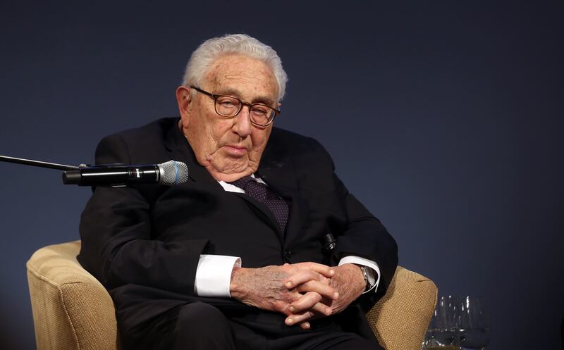 A photo including Former United States Secretary of State and National Security Advisor Henry Kissinger