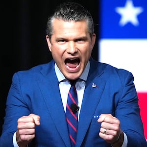 Pete Hegseth speaks to senior military leaders at Marine Corps Base Quantico on September 30, 2025 in Quantico, Virginia.