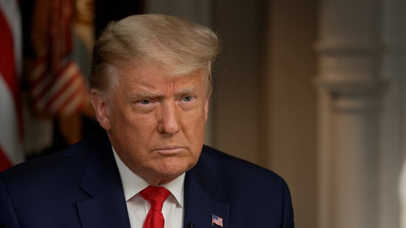 A atill frame from Donald Trump's 2020 interview on "60 Minutes."