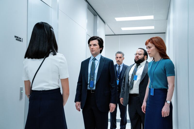 Sarah Bock, Adam Scott, John Turturro, Zach Cherry and Britt Lower