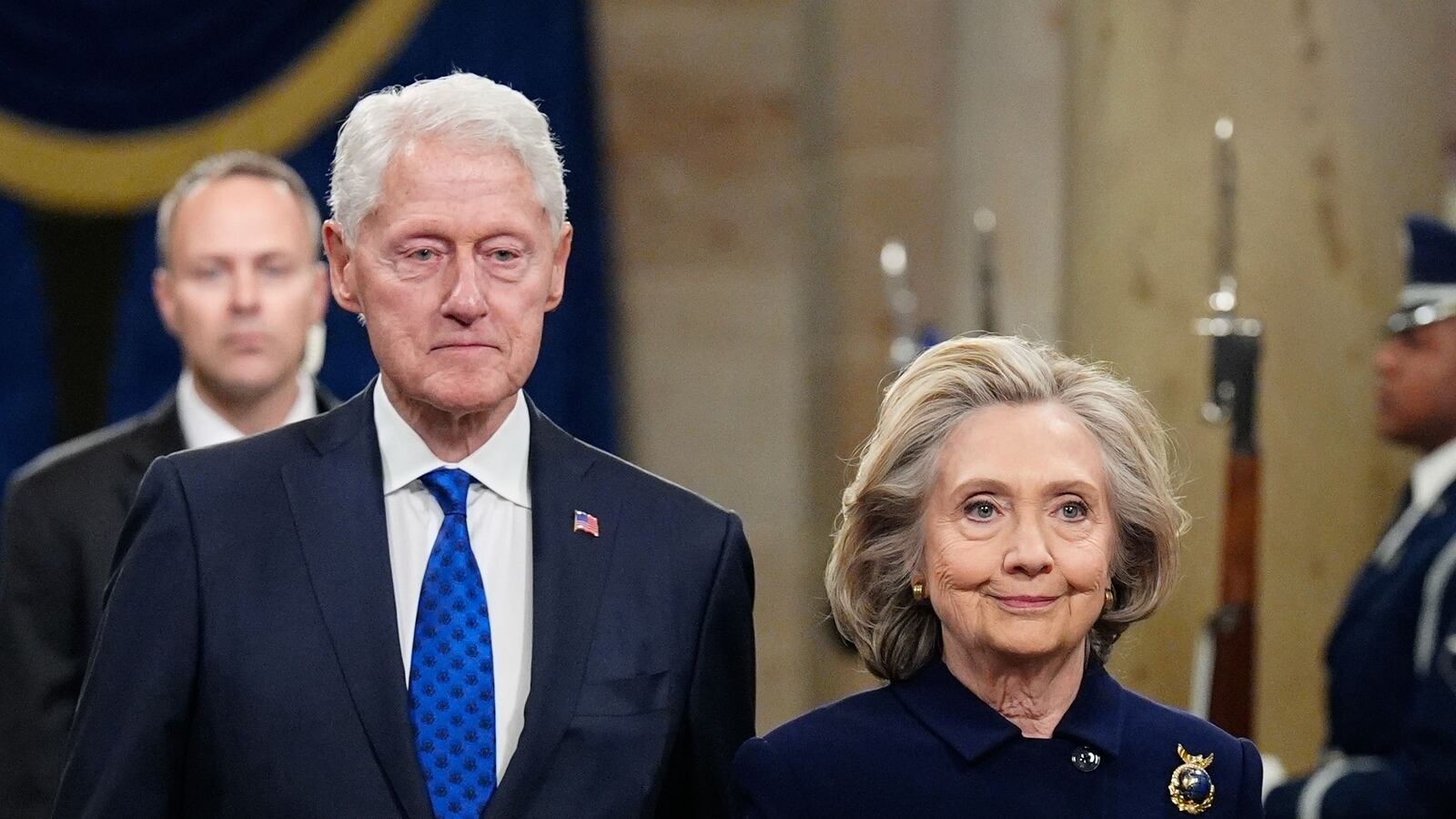 Former President Bill Clinton and former US Secretary of State Hillary Clinton arrive prior to the inauguration of President-elect Donald Trump at the United States Capitol on January 20, 2025 in Washington, DC. Donald Trump takes office for his second term as the 47th President of the United States.