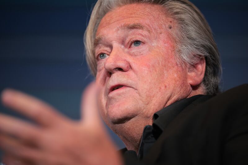 Steve Bannon speaks during the Semafor World Economy Summit 2025 at Conrad Washington on April 23, 2025 in Washington, DC.