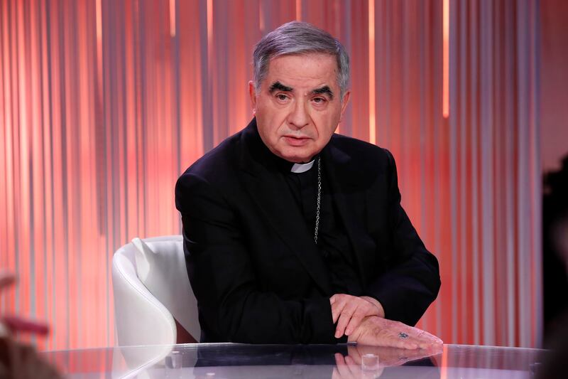 Cardinal Giovanni Angelo Becciu appears on the Italian TV show Cinque minuti.