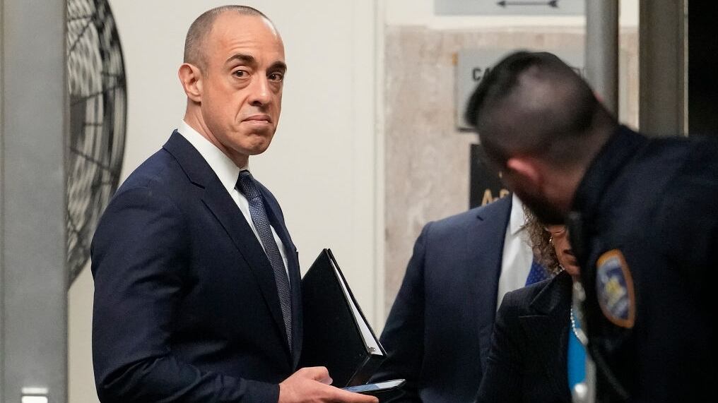 Emil Bove, then Donald Trump’s personal attorney, returns to the courtroom after a recess on the second day of his criminal trial.