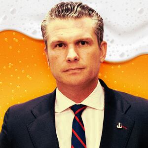 A photo illustration of Pete Hegseth.
