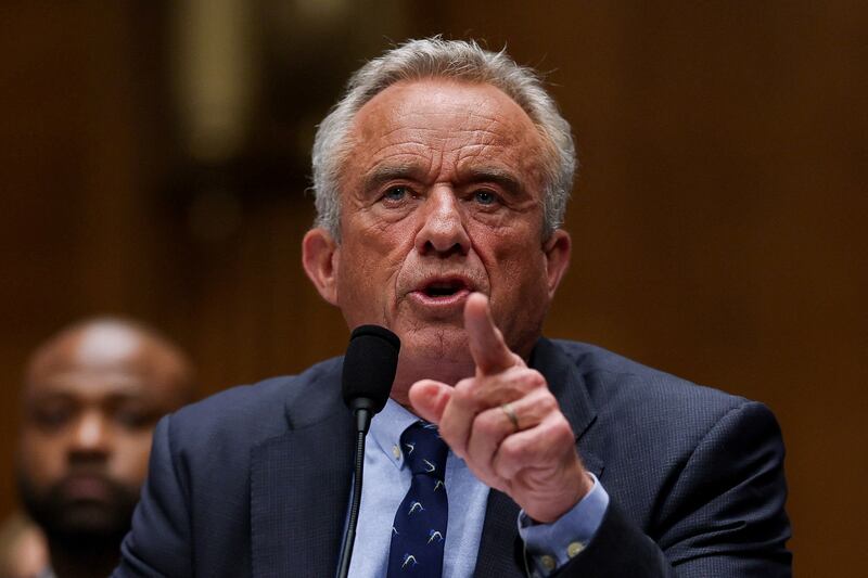 Robert F. Kennedy Jr. testifies before a Senate a hearing.