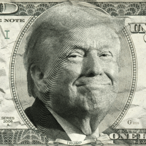 Donald Trump winking on a $100