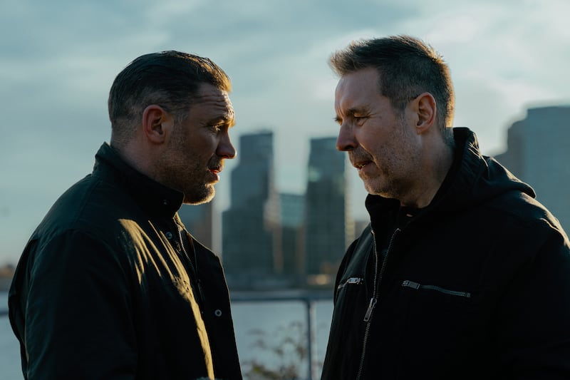 Tom Hardy as Harry Da Souza and Paddy Considine as Kevin Harrigan.