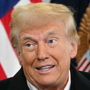 Donald Trump speaks at a Hurricane Helene recovery briefing in a hangar at the Asheville Regional Airport in Fletcher, North Carolina, on January 24, 2025.