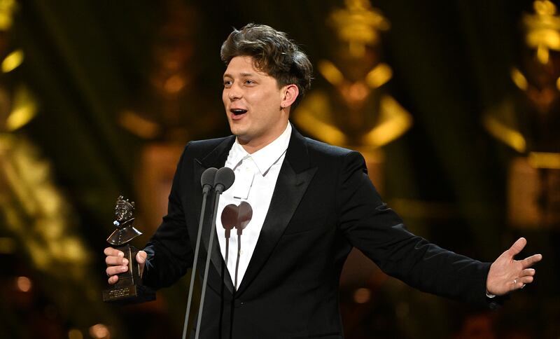Tom Francis wins the Best Actor in a Musical award at The Olivier Awards 2024 at The Royal Albert Hall on April 14, 2024 in London, England.