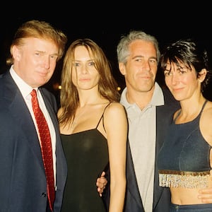 Donald Trump, Melania Trump, Jeffrey Epstein, and Ghislaine Maxwell.