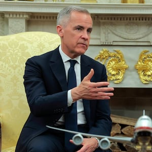 President Donald Trump meets with Canadian Prime Minister Mark Carney in the Oval Office at the White House on May 6, 2025 in Washington, DC. Carney, who was elected into office last week, is expected to meet with President Trump to discuss trade and the recent tariffs imposed on Canada.