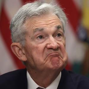 WASHINGTON, DC - APRIL 21: Federal Reserve Board Chairman Jerome Powell listens during an open session of a Financial Stability Oversight Council meeting at the Department of the Treasury on April 21, 2023 in Washington, DC. The FSOC proposed on Friday a new guidance to revise how non-bank financial institutions are designated. (Photo by Alex Wong/Getty Images)