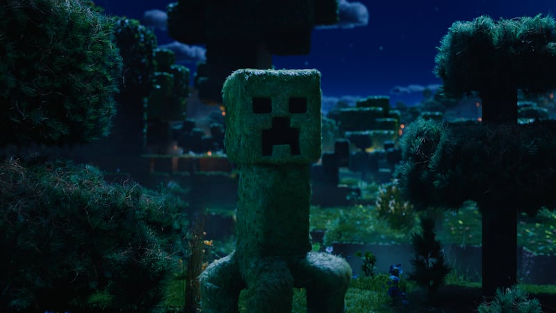 A creeper monster in "A Minecraft Movie."