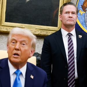 WASHINGTON, DC - FEBRUARY 04: U.S. President Donald Trump, accompanied by U.S. National Security Adviser Michael Waltz (R), speaks during a meeting with Israeli Prime Minister Benjamin Netanyahu in the Oval Office of the White House on February 04, 2025 in Washington, DC. Netanyahu is the first foreign leader to visit Trump since he returned to the White House last month. (Photo by Anna Moneymaker/Getty Images)