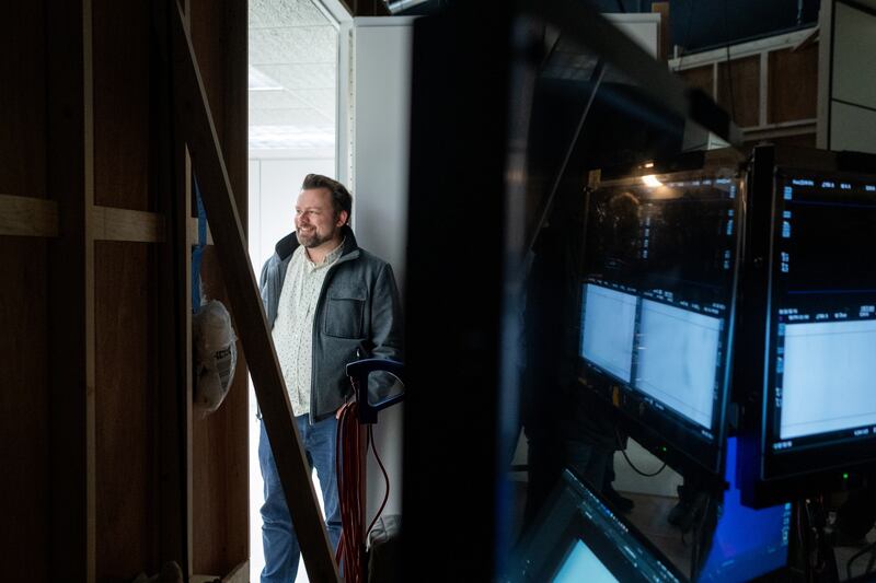 Dan Erickson on set of 'Severance'