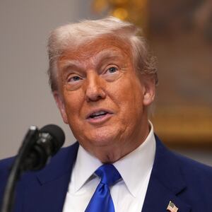 President Donald Trump speaks during a press conference in the Roosevelt Room of the White House on May 12, 2025, in Washington, DC.