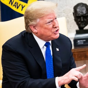 President Donald J. Trump debates with Senate Minority Leader Chuck Schumer, D-N.Y., during a meeting with House Minority Leader Nancy Pelosi, D-Calif., and Vice President Mike Pence in the Oval Office of White House on Tuesday, Dec. 11, 2018 in Washington, DC.