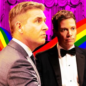 Paul Fitzgerald as President Perry Morgan, and Barrett Foa as Elliot Morgan.