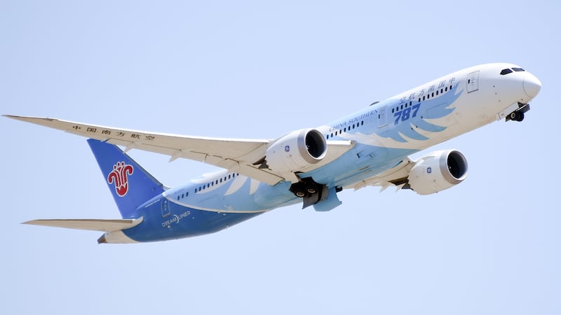 Boeing 787-9 China Southern Airlines Aircraft at the international airport of Fiumicino.