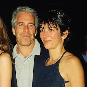 Donald Trump with his then-girlfriend (and now wife), Melania Knauss, Jeffrey Epstein, and Ghislaine Maxwell.