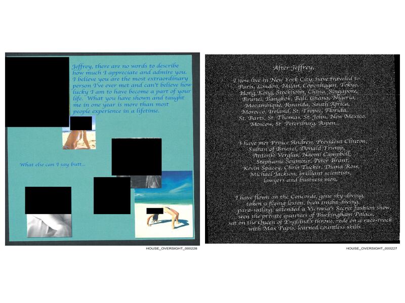 Photos from Jeffrey Epstein's 50th birthday book.