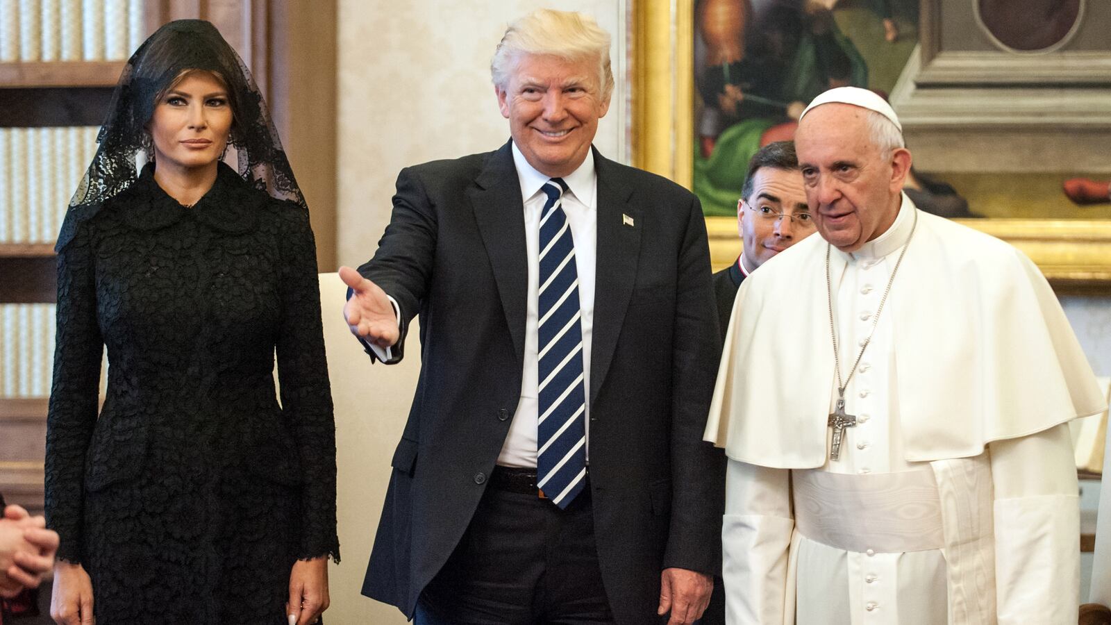 Pope Francis meets President Donald Trump and First Lady Melania Trump in 2017 in Vatican City, Vatican.
