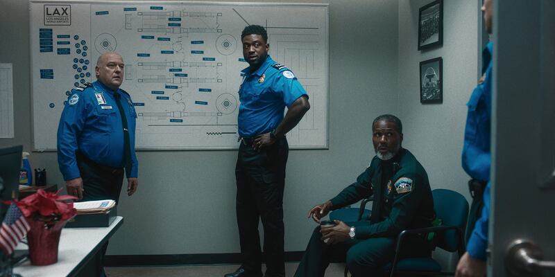 (L-R) Dean Norris, Sinqua Walls, Curtiss Cook, and Taron Egerton.