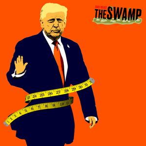Photo illustration of Donald Trump with a small waist and a measuring tape around it
