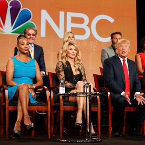 Geraldo Rivera, top left, and Donald Trump on The Celebrity Apprentice in 2015.